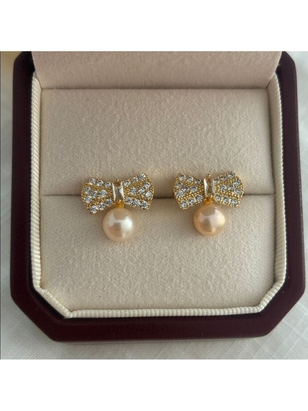 Sparkle Bow & Pearl Earrings